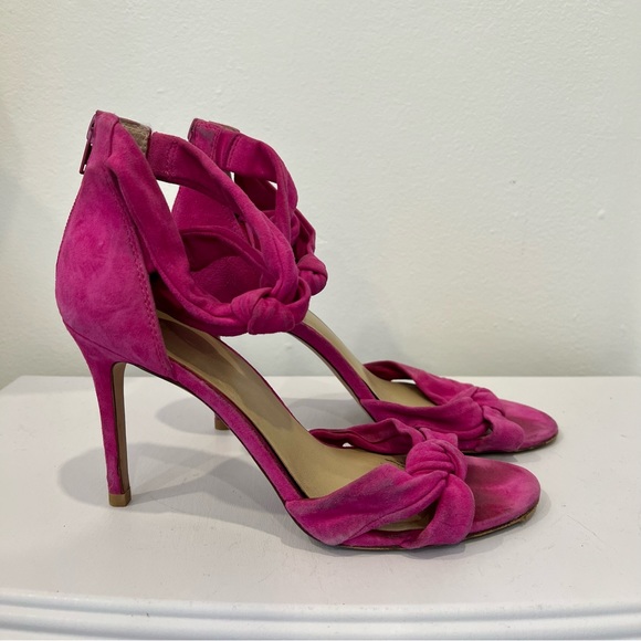 Fuschia Suede Enzo Angiolini Strappy Heels - Picture 2 of 7
